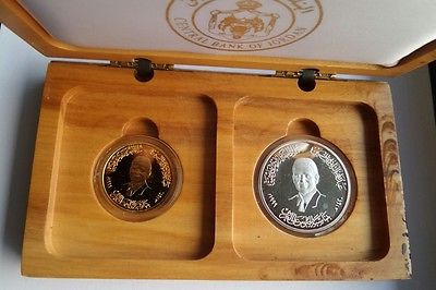 1999 Jordan 10 & 50 Dinar Gold Silver Coin Medal King Abdullah II the Accession