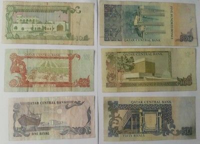 1996 Qatar Complete Set 1 5 10 50 100 500 Riyals Banknote P14 –19 (VF) 3rd Issue
