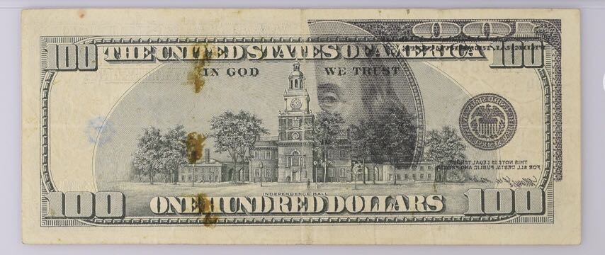 US 1996 $100 Green Withrow Rubin Note Cleveland Offset Printing Error PMG 25 VF