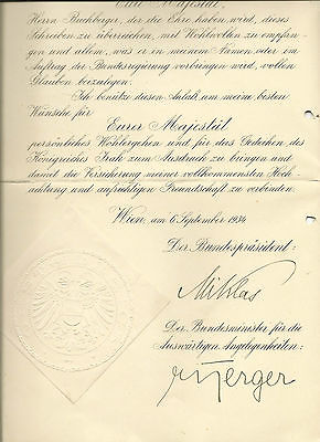 1934 Austria President Wilhelm Miklas Official Letter to King Ghazi I of Iraq