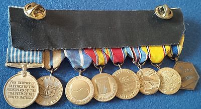 US America WW II Campain Bar of 8 Miniature Mounted Medals Korea Military Merit
