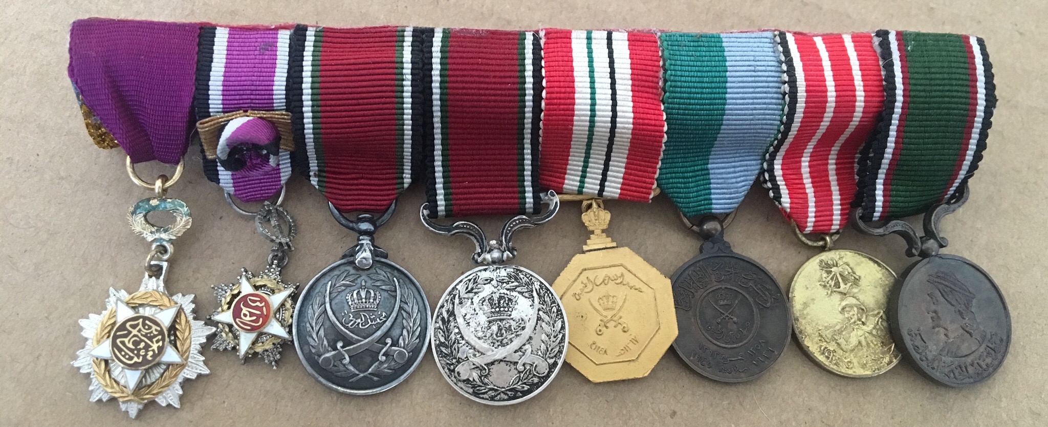 Jordan Bar Group of 8 Miniature Medals Badges Orders Nichans WW II Joint Operations