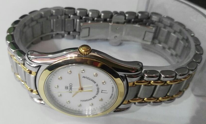Romeo Arab Emirates Hamdan Al Maktoum Gold S Steel Diamond Mother of Pearl Watch