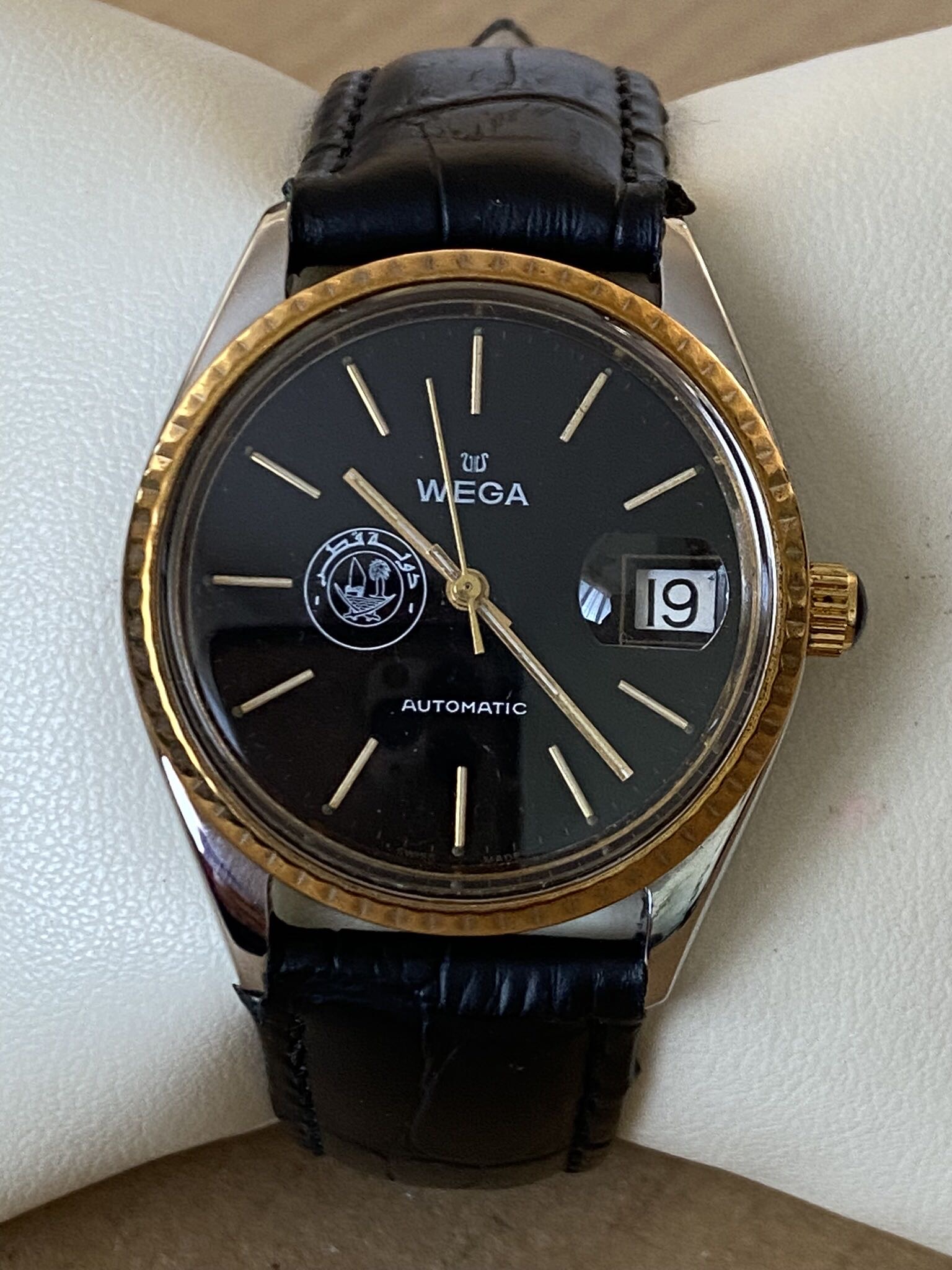 WEGA Automatic Qatar Emir Khalifa Gold/S Steel Men Watch Gift Royal Emmiri Court